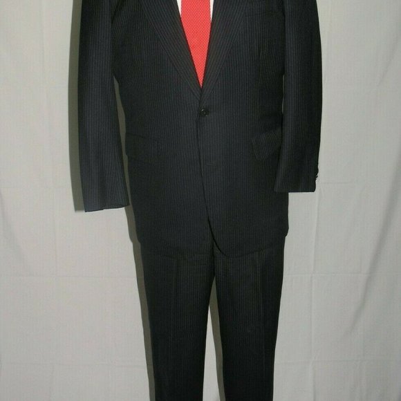 Brooks Brothers Vintage  Custom Clothiers Navy Striped Two Button Suit 40R - Picture 2 of 12